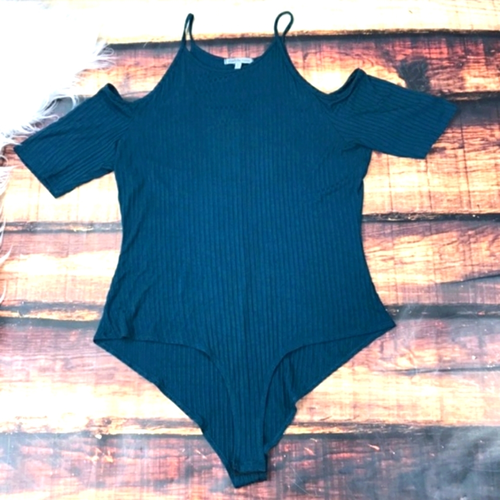 Dark Teal Cold Shoulder Body Suit Charlotte Russe